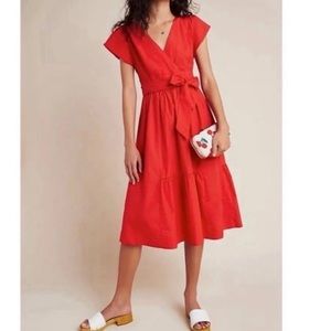 Anthropologie Maeve Red Midi Dress
